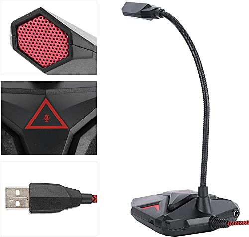 Microphone for Computer, USB Microphone with Mute Button, Desktop PC Mic Gooseneck Design with Headphone Monitoring Jack for PC,Laptop,Gaming Recording
