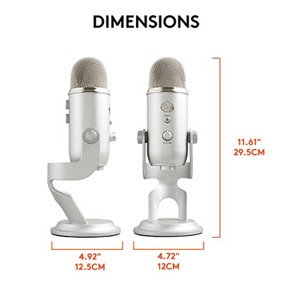 Logitech Creators Blue Yeti USB Microphone for PC, Mac, Gaming, Recording, Streaming, Podcasting, Studio and Computer Condenser Mic with Blue VO!CE Effects, 4 Pickup Patterns, Plug and Play - Silver | Mac, Gaming, Recording, Streaming, Podcasting, Studio