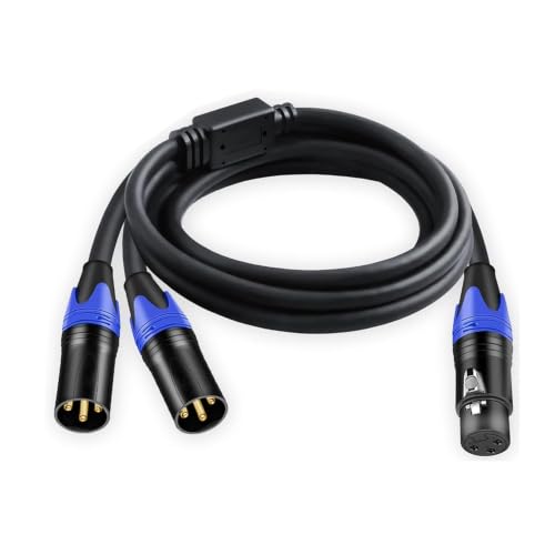 (5FT) XLR Splitter Cable, 1 Female to 2 Male Patch Y Cable Balanced Microphone Splitter Cord Audio Adaptor - size: 5 ft, 1-Pack