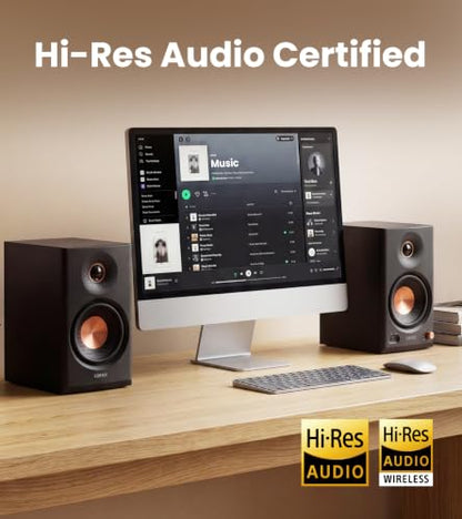 Edifier MR4.5 Bi-Amped Studio Monitor, 80W RMS Bookshelf Speakers - Black | 4.5" Woofer 1" Silk Tweeter Hi-Res Audio Bluetooth 6.0 LDAC XLR/TRS/RCA/AUX Input Music Production Video Editing Home Audio - color: Black