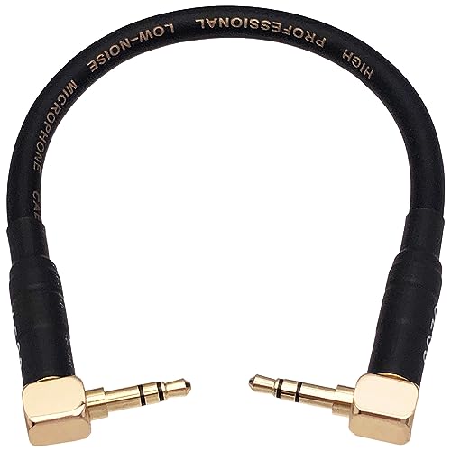 CNCESS Short Audiophile Audio Cable 3.5mm TRS, 6 Inches | Right Angle Male To Male