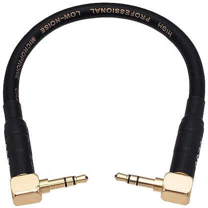 CNCESS Short Audiophile Audio Cable 3.5mm TRS, 6 Inches | Right Angle Male To Male