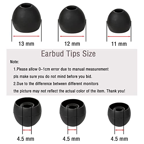 18 Pairs Silicone Earbud Tips Replacement Ear Tips Earbuds Cap for in- Ear Headphones Eartips (Inner Hole from 3.8mm-5.5mm Earphones) Earbud Replacement Tips Ear Buds Tips S M L,Black - color: Black
