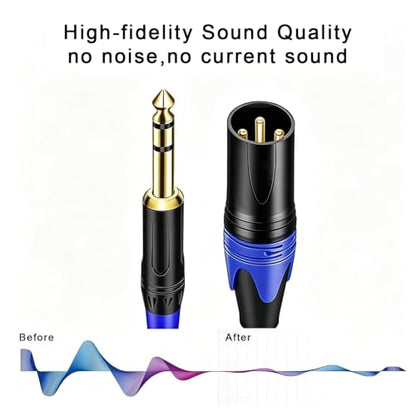 1/4" TRS to Dual XLR Male Y Splitter Cable, 6.35mm Quarter inch Stereo to 2 XLR Male Breakout Microphone Cable Cord (1.5 FT - size: 1/4 Inch TRS to Dual XLR Male - 1.2 FT