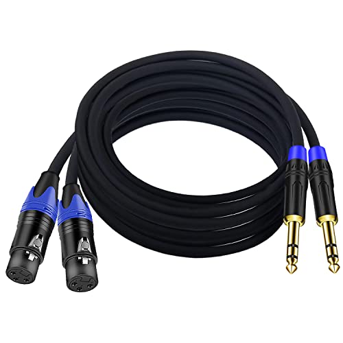 (2Pack / 10 FT) XLR to 1/4 TRS Stereo Adapter,XLR Female to 1/4 Inch (6.35mm) Balanced Microphone Stereo Audio Converter AdapterCable for Mixer Microphone Active Speakers - color: 10 feet-2Pack