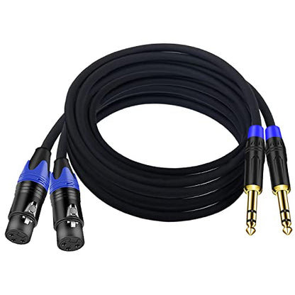 (2Pack / 10 FT) XLR to 1/4 TRS Stereo Adapter,XLR Female to 1/4 Inch (6.35mm) Balanced Microphone Stereo Audio Converter AdapterCable for Mixer Microphone Active Speakers - color: 10 feet-2Pack