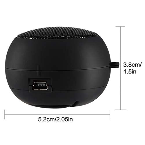ASHATA Portable Mini Speaker, Plug in Speaker with 3.5mm Plug Retractable, Mono, 1.5Hrs Playtime, Compatible with MP3 MP4 MP5 Smartphone PC Laptop, 180mAh Battery, Black