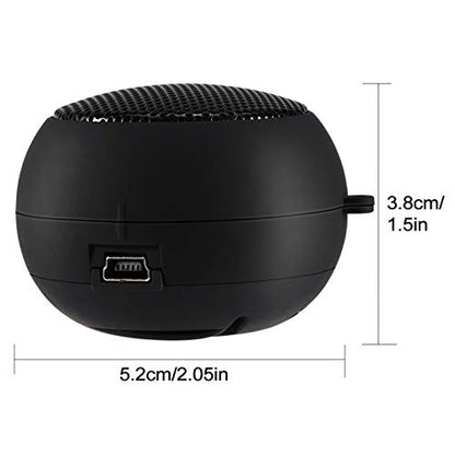 ASHATA Portable Mini Speaker, Plug in Speaker with 3.5mm Plug Retractable, Mono, 1.5Hrs Playtime, Compatible with MP3 MP4 MP5 Smartphone PC Laptop, 180mAh Battery, Black