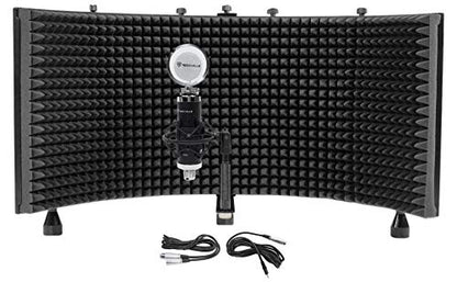 Rockville RCM03 Studio Condenser Mic with Vocal Isolation Shield | Cardioid, 16mm Diaphragm, 30Hz-20kHz, XLR/3.5mm Cable, Shock Mount, ROCKSHIELD 3 5-Panel Isolation Shield, Recording, 2-Items