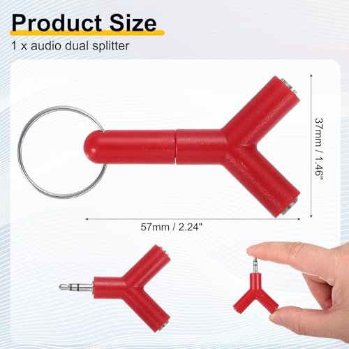 MECCANIXITY Headphone Splitter Adapter, 3.5mm Male to 2 Port Female Y Jack Aux Stereo Splitter for Phone Headset PS4 Switch Tablets, Red - color: Red
