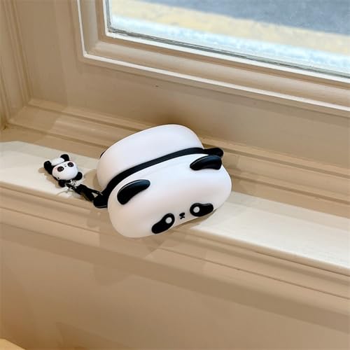 Wireless Charging Earphone Case Compatible with Airpods 4, Cute Animal Lying Panda Design Soft Silicone Full Body Protective Skin Cover, Kids Girls Women Cartoon Earbuds Accessories with Pendant - color: Lying Panda, size: Airpods 4