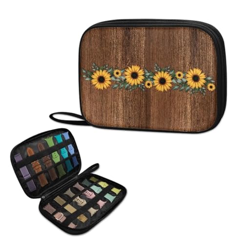 Watch Straps Storage Bag Water Resistant Watch Bands Carrying Case Compatible with Smartwatch Band, Headset, Watch Band Accessories, Sunflower Board - color: Sunflower Board