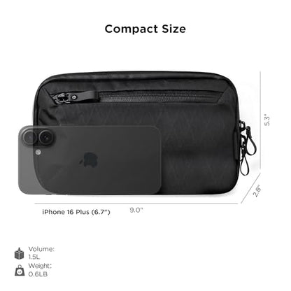 ALPAKA Elements Tech Case 미니 테크 파우치 1.5L 케이블 백 블랙 X-Pac VX42 | 내후성 원단, YKK 아쿠아가드 지퍼, 탈착식 어깨끈, 전자 제품 및 액세서리, 일상 업무 여행에 이상적 - color: 블랙-1.5L-X-Pac VX42