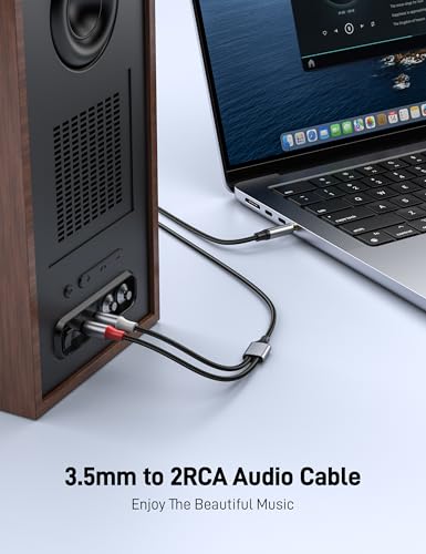 RCA to 3.5mm Cable 3.3FT, 3.5mm Male to 2RCA Male Stereo Y Splitter HiFi Sound Audio Cord Connects a Smartphone, Tablet, HDTV. - size: 3.3FT