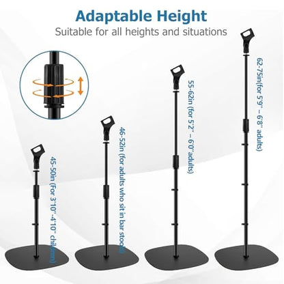 Microphone Stand Floor, Boom Mic Stand with Weighted Base | 45''-75'' Height Adjustable, 2 Clips & 3/8'' to 5/8'' Adapter Compatible with Blue Yeti HyperX QuadCast Shure SM58 - size: Mic Stand Floor