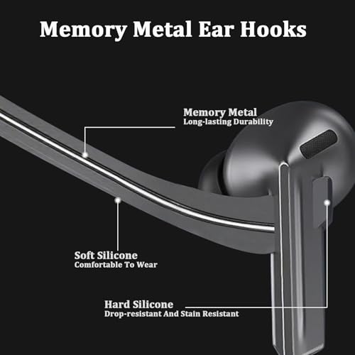 Memory Wire Ear Hooks Designed for Samsung Galaxy Buds 3 Pro & Galaxy Buds 3, with Anti-Lost Lanyard and 3-in-1 Cleaning Kit, Anti-Slip Sports Earhook Accessories – Black