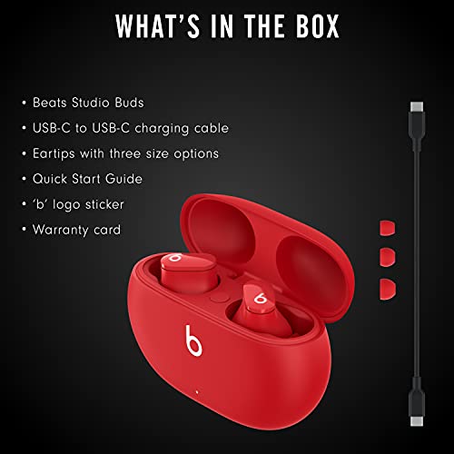 Beats Studio Buds - True Wireless Noise Cancelling Earbuds - Compatible with Apple & Android, Built-in Microphone, IPX4 Rating, Sweat Resistant Earphones, Class 1 Bluetooth Headphones - Red - color: Red, style: Studio Buds