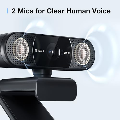 EMEET C960 2K Webcam with Microphone, PDAF, 2 Omnidirectional Mics | Streaming Camera with Privacy Cover, Plug&Play USB Webcam for Calls/Conference, Zoom/Skype/YouTube, Laptop/Desktop - style: 2K