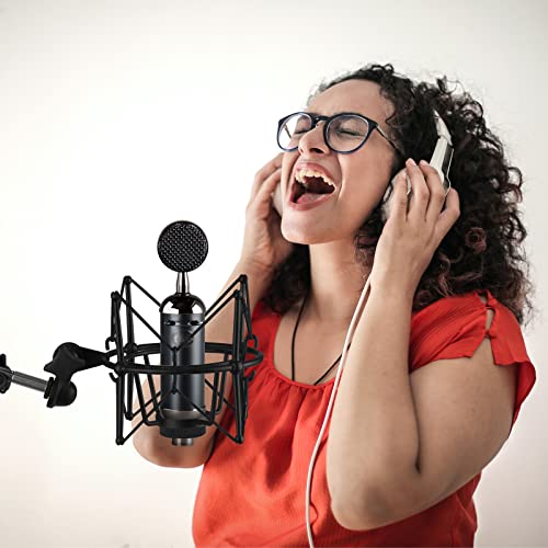 GEEKRIA for Creators Microphone Shock Mount Compatible with Blue Ember, Bluebird SL, Spark SL, Baby Bottle SL & Kiwi, Anti-Vibration for Podcast, Streaming, Studio Recording (Black)