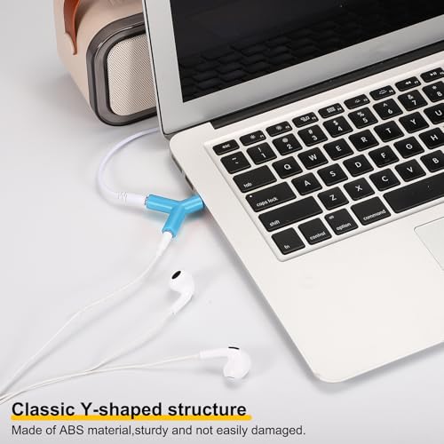 MECCANIXITY Headphone Splitter Adapter, 3.5mm Male to 2 Port Female Y Jack Aux Stereo Splitter for Phone Headset PS4 Switch Tablets, Sky Blue - color: Sky Blue