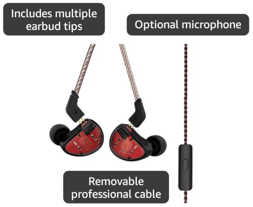 KZ AS10 Five-Driver Stereo High Fidelity in-Ear Musicians’ Monitors with Removable Braided Audio Cable (Black Without Mic) - size: Black without Mic
