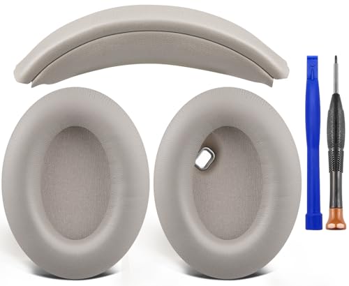 SOULWIT Ear Pads Cushions + Headband, Replacement Kit for Sony WH-1000XM4 (WH1000XM4) Over-Ear Headphones, Replacement Headstrap Pad & Earpads Repair Part - Silver - color: Silver