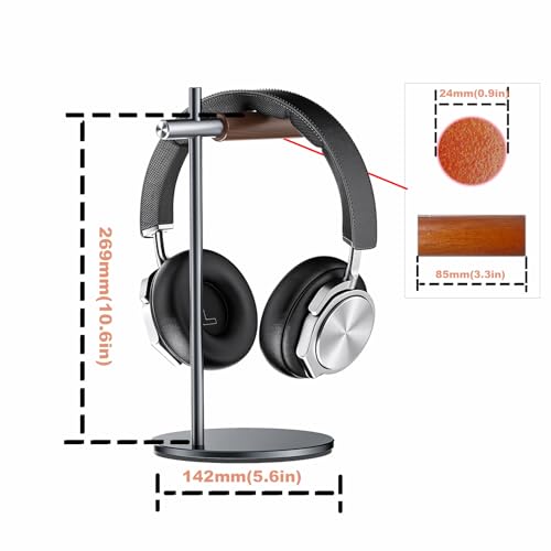 Oak Headphone Stand, Wood Headset Stand for Desk, Universal Holder for Airpods max, Bose, Beats, Gaming, Apple Vision Pro, VR Display Stand (Gray) - color: Gray