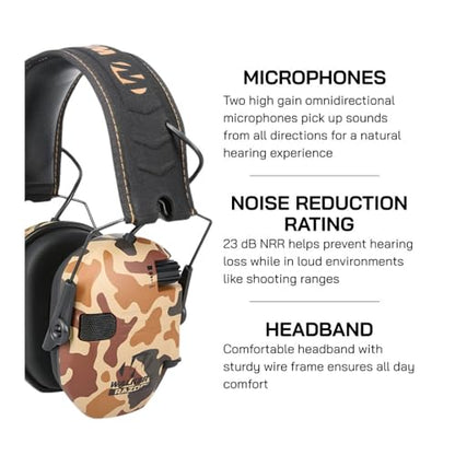 Walker's Razor Slim Electronic Earmuffs | Protective Case - color: Duck Camo