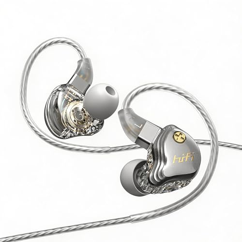 3.5mm Wired IEM Earbuds with Mic, 10mm Driver, Detachable Cable | 10mm HiFi sound, detachable 4N OFC cable and noise-isolating fit for music, gaming, calls and daily use. - color: Silver, size: 3.5mm