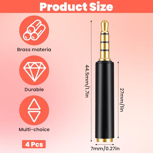Molain 4 Pack 3.5mm TRS Male to 3.5mm TRRS Adapter, TRRS to TRS Adapter Male to Female Microphone Audio Converter Microphone Audio Adapters Compatible with Cameras Recorders Camcorders Audio