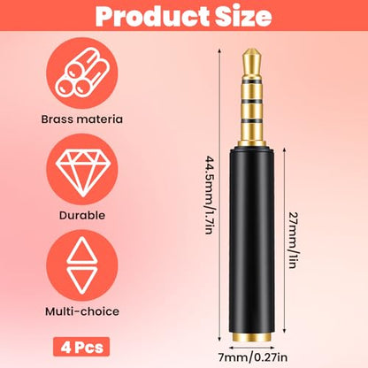 Molain 4 Pack 3.5mm TRS Male to 3.5mm TRRS Adapter, TRRS to TRS Adapter Male to Female Microphone Audio Converter Microphone Audio Adapters Compatible with Cameras Recorders Camcorders Audio