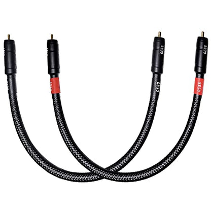 CNCESS Braided RCA Male to Male Stereo Cable, 1 ft, 2-Pack - size: 1 Foot