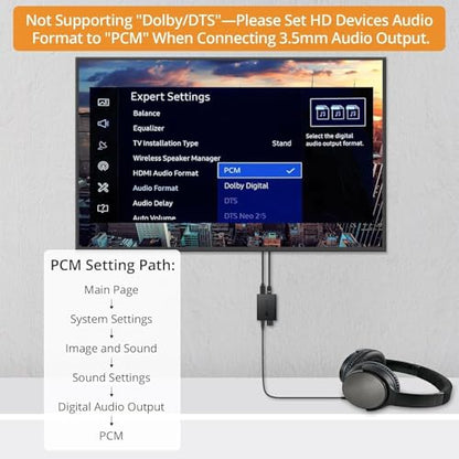 Neoteck 192kHz Digital to Analog Converter Optical to 3.5mm Converter | with Volume Adjustment, Built-in Amplifier Chipset DAC Converter Compatible for 3.5mm Headphones, Computer Speaker and etc.