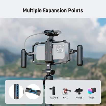 NEEWER Universal Phone Cage, Smartphone Video Rig with Quick Release Mounts Cold Shoes for Videomaker Filmmaking TikTok Vlogging Phone Video Stabilizer Holder Compatible with iPhone Samsung, PA039 - style: PA039