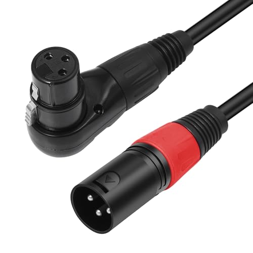 Right Angle XLR Cable 6FT, 2Pack, Black, Straight Male to 90 Degree Female Microphone Cable Cord, 3Pin XLR Adapter for Sound Devices Mixer Recorder - size: 6FT, style: R/A FM to ST Male