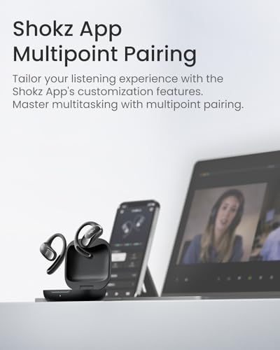 SHOKZ OpenFit Air - Open-Ear Headphones, True Wireless Earbuds, Water Resistant, Secure Earhooks for Daily Use, Black - color: Black