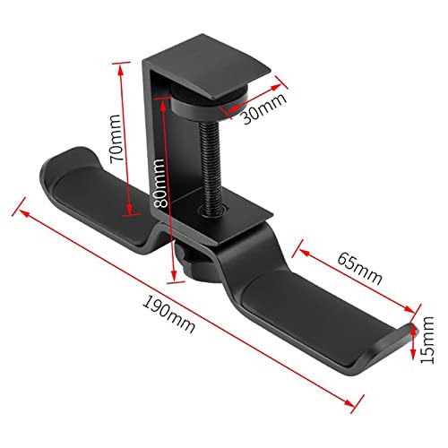 Headset Holder PC Gaming Headphone Stand, Under Desk Dual Headset Hanger Hook Holder with Adjustable and Rotating Arm Clamp, Built in Cable Clip Organizer Headphone Stands (Color : Black)
