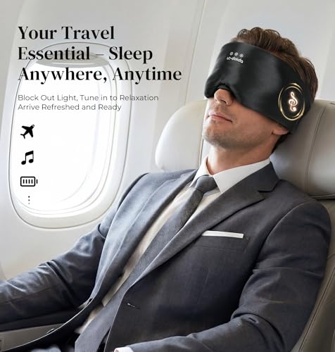LC-dolida 3D Silk Bluetooth Sleep Mask, Mulberry Silk Sleep Mask with Bluetooth Headphones, Bluetooth Eye Sleep Mask for Side Sleepers, Total Blackout Bluetooth Eye Mask for Women Men, Black - color: Black