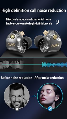 3.5mm Wired IEM Earbuds with Mic, 10mm Driver, Detachable Cable | 10mm HiFi sound, detachable 4N OFC cable and noise-isolating fit for music, gaming, calls and daily use. - color: Silver, size: 3.5mm