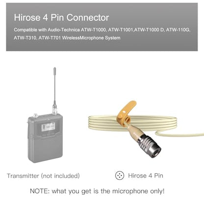 Earset Headset Microphone Portable Headworn Over Ear Hanging Condenser Mic Compatible with Audio Technica Wireless System Bodypack Transmitter for Lectures Performance Theater, Hirose 4 Pin Plug - size: Hirose 4 Pin Plug for Audio-Technica Only