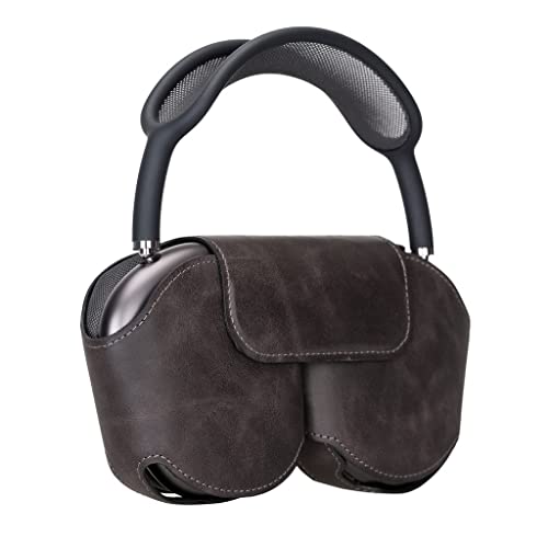 AirPods Max Case, Genuine Leather Handmade, Protective Premium Leather Ear Cup Covers, Soft-Slim Travel Carrying Case, Compatible for AirPods Max (Black) - color: Black