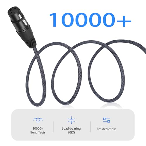 2 Pack 10FT Right Angle 1/4 TRS Male to 3Pin XLR Female Microphone Cable,6.35mm TRS to XLR Female Braid Quarter inch Balanced Cable for Mixer Microphone Active Speakers