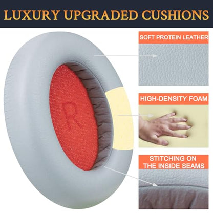 SOULWIT Professional Earpads Cushions Replacement for 1MORE SonoFlow/SonoFlow SE/SonoFlow Pro Headphones, Ear Pads with Soft Protein Leather, Noise Isolation Foam - Grey - color: Grey