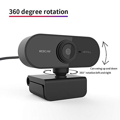 Computer Camera PC Webcam Full HD 1080p 360 Degrees Wide Angle 30fps Video USB Web Cam with Microphone for Mac Laptop Desktop Conferencing Chatting and Live Streaming
