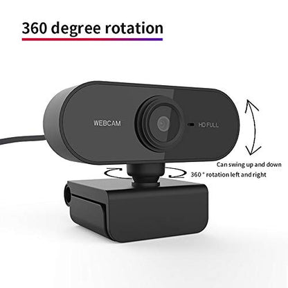 Computer Camera PC Webcam Full HD 1080p 360 Degrees Wide Angle 30fps Video USB Web Cam with Microphone for Mac Laptop Desktop Conferencing Chatting and Live Streaming
