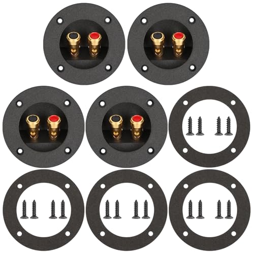 3 in Round Push Spring Speaker Box Terminal Cup, 4 Pack | Features 2-Way Speaker Terminal Cup with Gold Plated Binding Posts; Bare Wire Connection. - color: 3 Inch Round Push Spring, size: 4