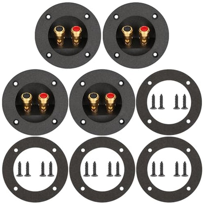 3 in Round Push Spring Speaker Box Terminal Cup, 4 Pack | Features 2-Way Speaker Terminal Cup with Gold Plated Binding Posts; Bare Wire Connection. - color: 3 Inch Round Push Spring, size: 4