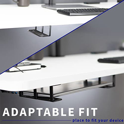 VIVO Universal Under Desk Laptop Storage Mount, Tablet Mounting Brackets, Under Table Hidden Docking Station Holder, Multimedia Device Bracket, 3 Parts, Mount-UDLS1
