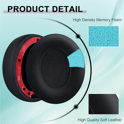 Replacement Ear Pads for Beats Studio 2 & Studio 3 Wired & Wireless Headphones, Ear Cushions, Headset Earpads, Ear Cups Cover with Soft Protein Leather-Black - color: Black