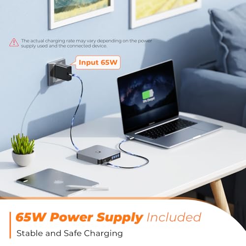 TobenONE Docking Station 3 Monitors, Driver-Based, for MacBook M1-M5/Neo | 13-in-1 USB C Dock with 2 4K HDMI, VGA, 4 USB, 65W Charger, for Mac mini, Dell, Lenovo, HP, for Home Creator/Developer/Worker